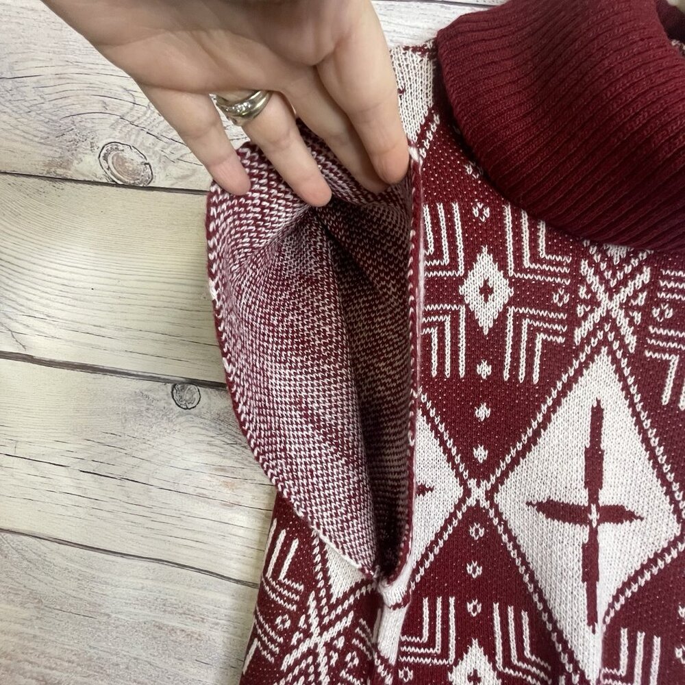 GM Aztec Print Poncho Sweater One Size Cowl Turtleneck Tribal Southwestern Boho - Picture 5 of 12